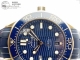 VSF厂复刻欧米茄海马Seamaster Diver 玫瑰金蓝面海马300胶带款高仿手表细节图